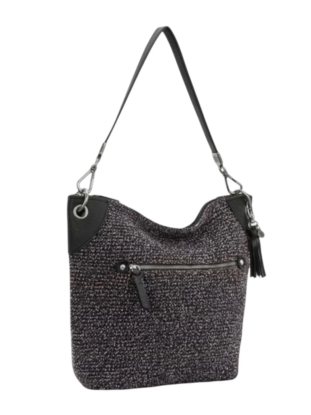 new The Sak ᯾ Indio Small Crochet Tote Handbag Bag ᯾ Urban Static Charcoal Knit
